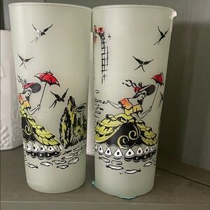 Anchor Hocking Decorative Glass Set with Black, Yellow, and Red Design